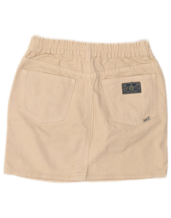 Vintage Mädchen Mini Jeansrock 11-12 Jahre W24 Beige Baumwolle