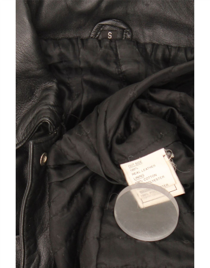 Vintage Damen Lederjacke UK 10 Small Schwarz