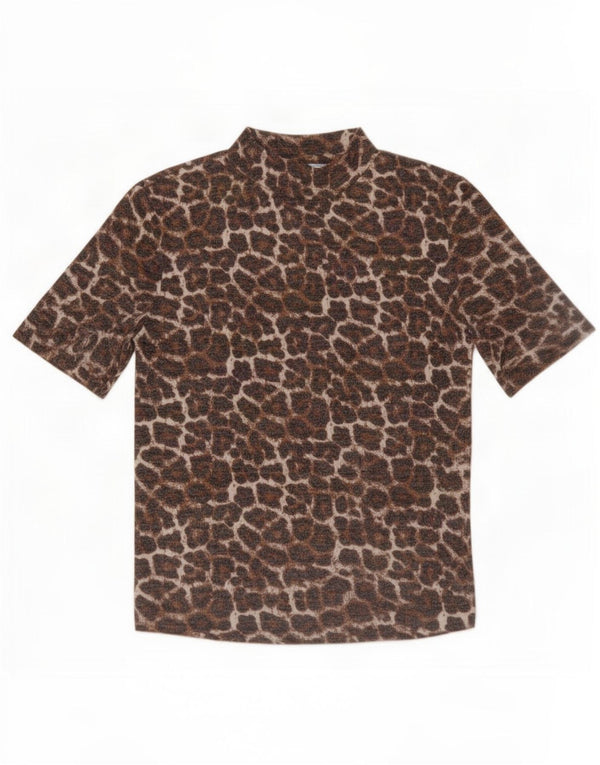Zara Damen Trafaluc T-Shirt Top UK 10 Small Brown Animal Print
