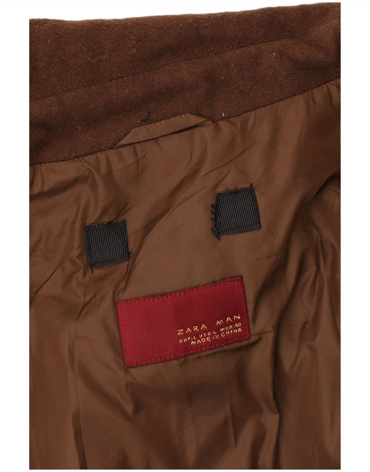 Zara Herren Strick-Bomberjacke UK 40 Große braune Colourblock-Wolle