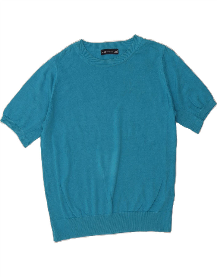 MARKS & SPENCER Womens Crew Neck Jumper Sweater UK 12 Medium Blue Vintage Marks & Spencer and Second-Hand Marks & Spencer from Messina Hembry 