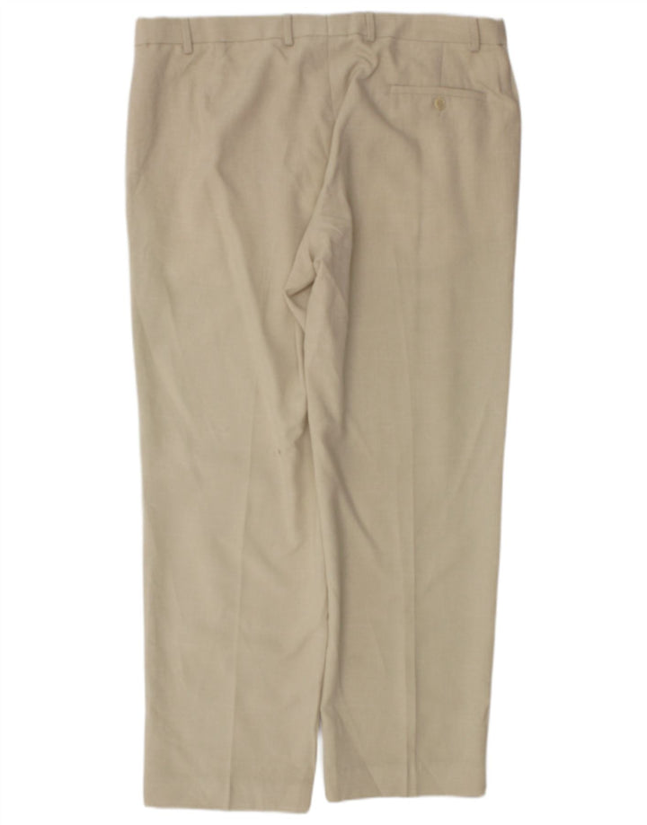 Marks & Spencer Herren-Anzughose mit gerader Passform und normaler Passform, W38 L31, beige kariert
