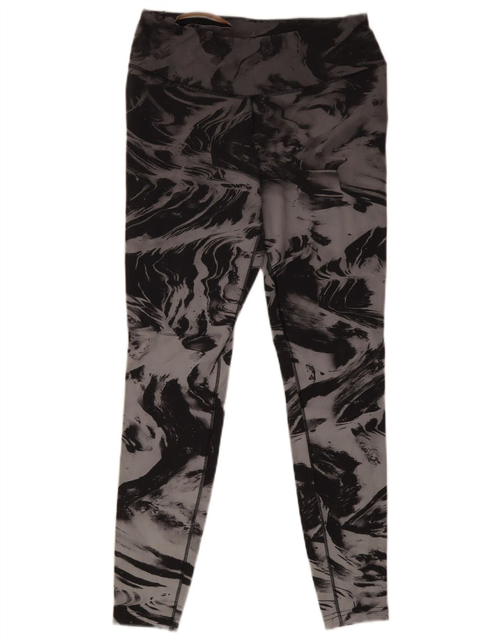 NIKE Damen Dri Fit Leggings UK 14 Large Graues Batik-Nylon