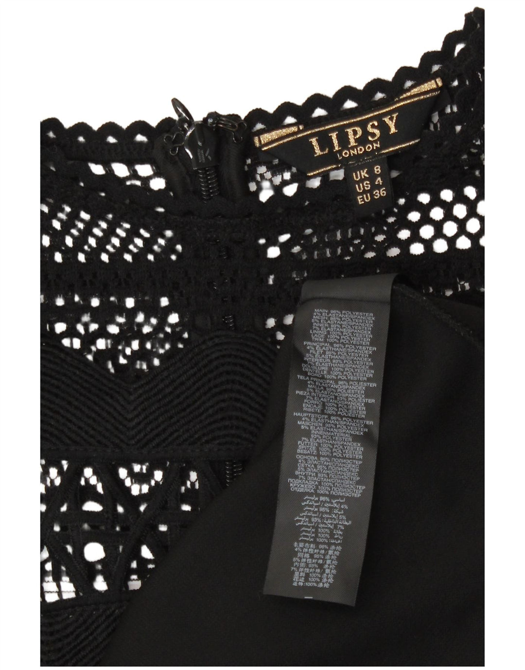 Lipsy Damen ärmelloses Etuikleid, Größe S, Schwarz, Polyester