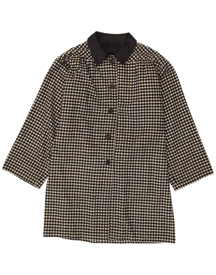 Vintage Damen Mantel UK 18 XL Schwarz Gingham