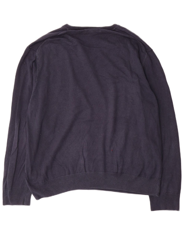 Marks & Spencer Herren-Pullover mit V-Ausschnitt, 2XL, marineblaue Baumwolle