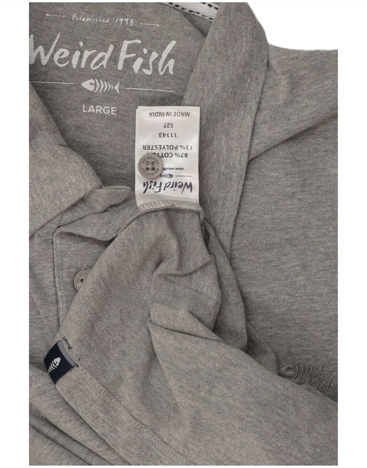 Weird Fish Herren-Poloshirt, große graue Baumwolle