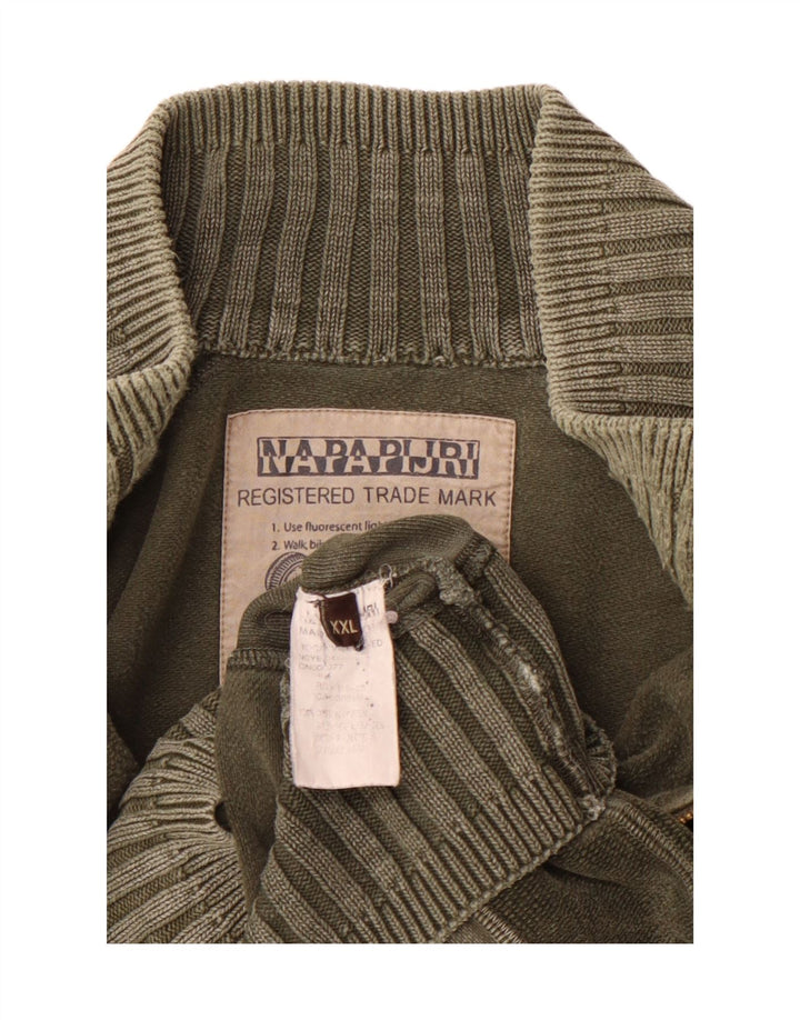 NAPAPIJRI Mens Tracksuit Top Jacket 2XL Khaki Cotton