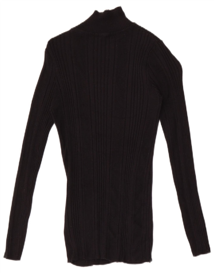 Marks & Spencer Damen Top Langarm UK 10 Small Schwarze Viskose