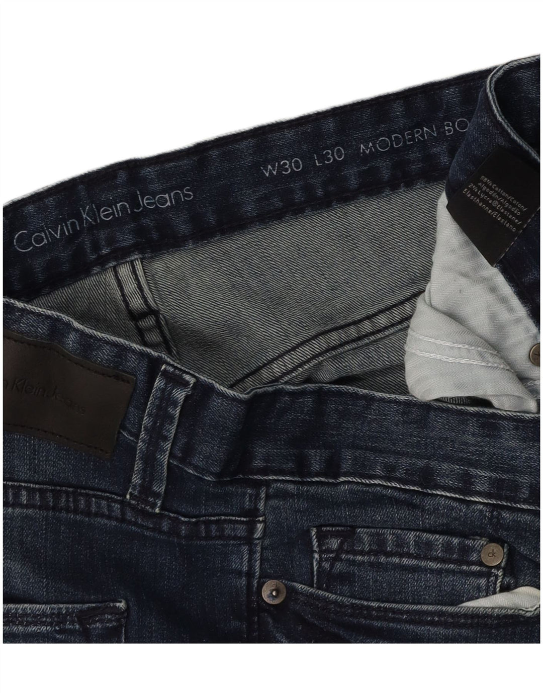 CALVIN KLEIN Damen moderne Bootcut-Jeans W30 L30 marineblaue Baumwolle