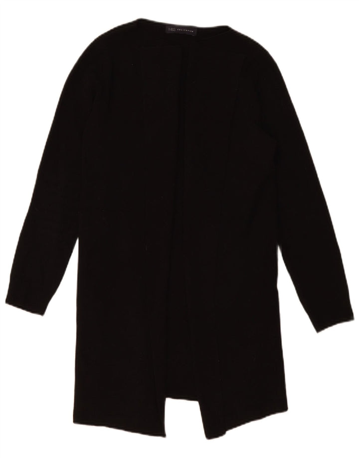 Marks & Spencer Damen Longline Open Cardigan Pullover UK 10 Small Schwarz