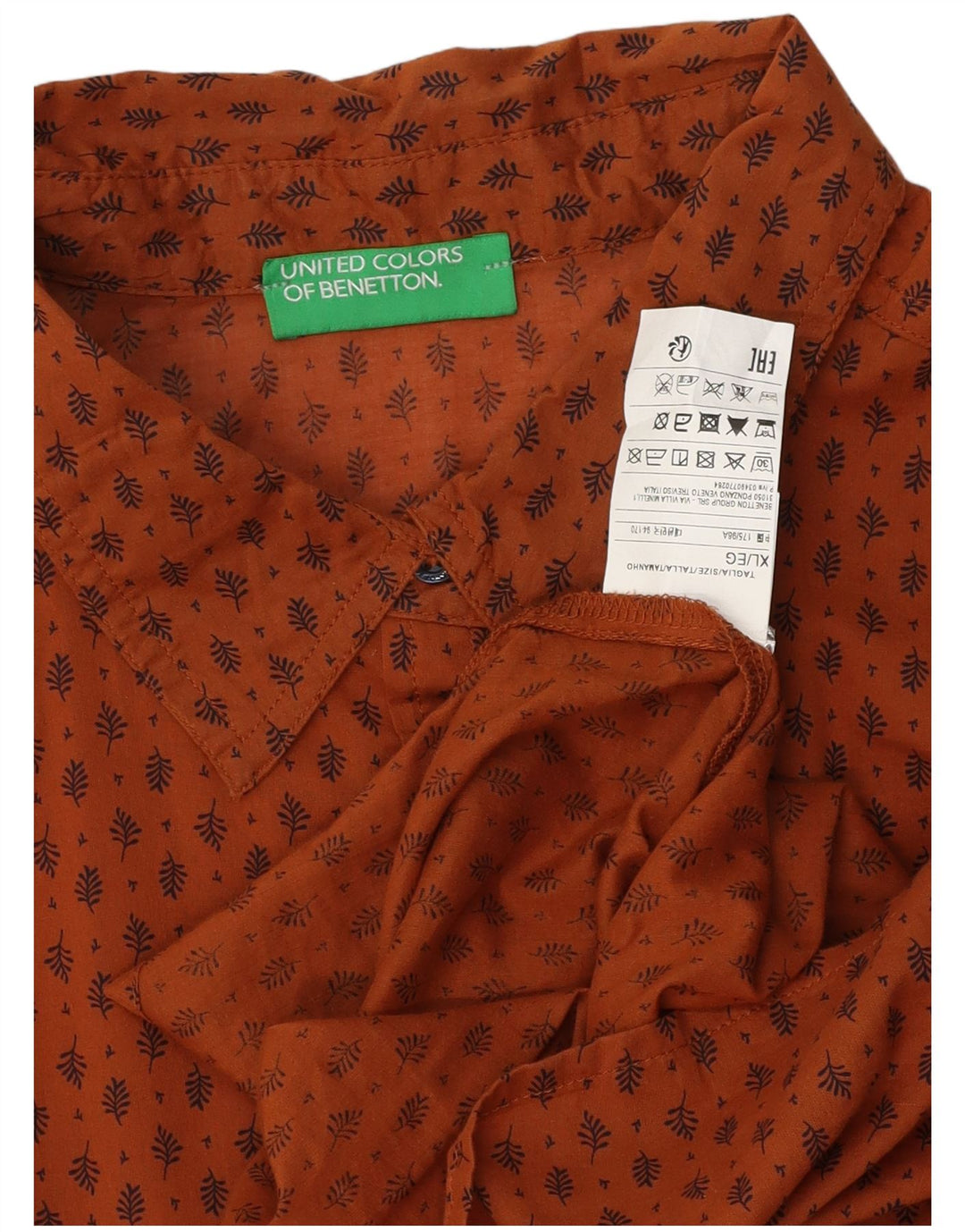 BENETTON Damenhemd UK 18 XL Braun geblümte Baumwolle
