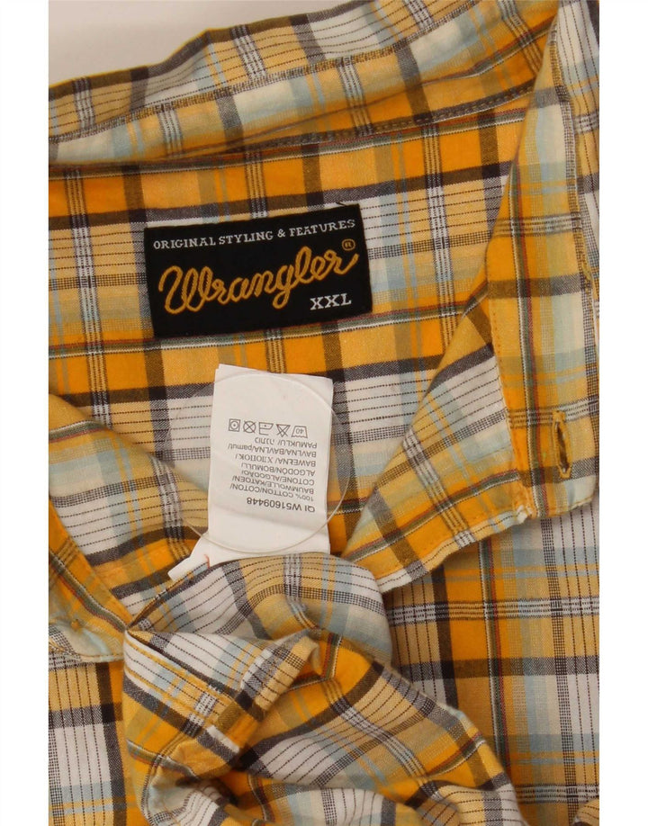 Wrangler Herren-Kurzarmhemd 2XL, gelb karierte Baumwolle
