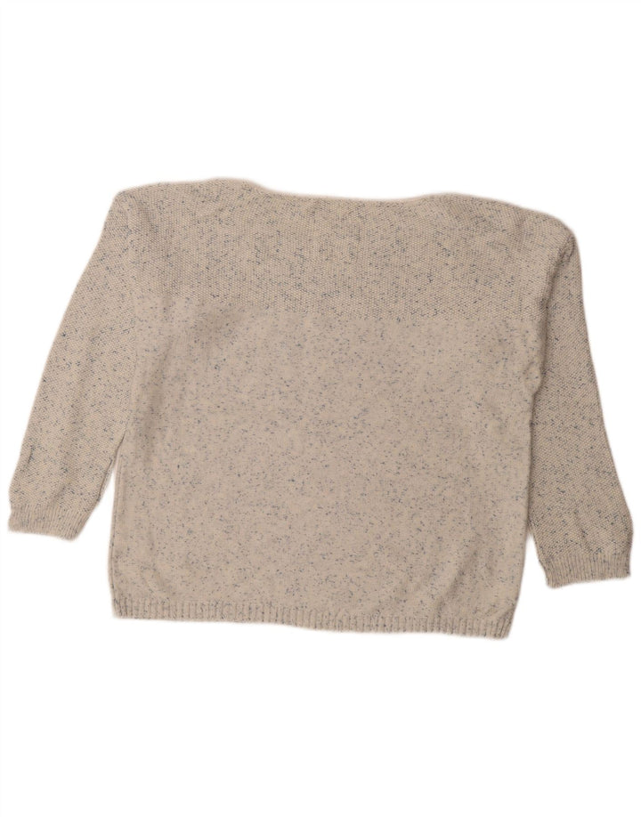 FAT FACE Damen-Pullover mit U-Boot-Ausschnitt, UK 12, mittelweiß gefleckt