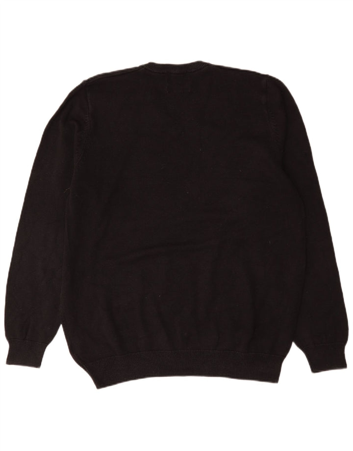 Marks & Spencer Herren-Pullover mit V-Ausschnitt, groß, aus schwarzer Baumwolle