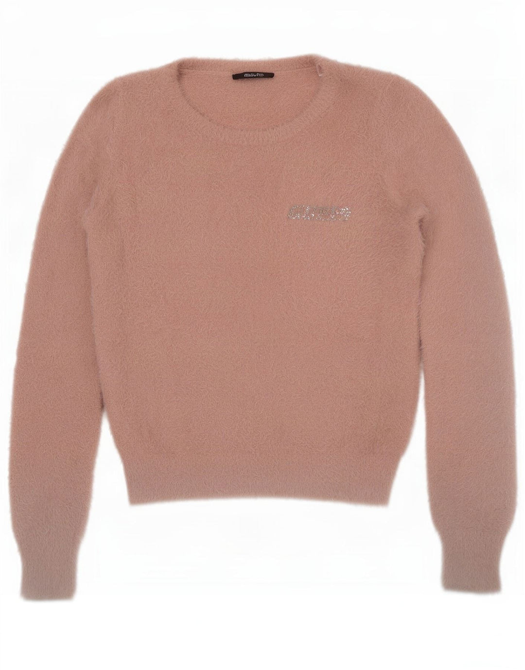 Guess Damen-Pullover mit bauchfreiem U-Boot-Ausschnitt, Gr. 12, Mittelrosa