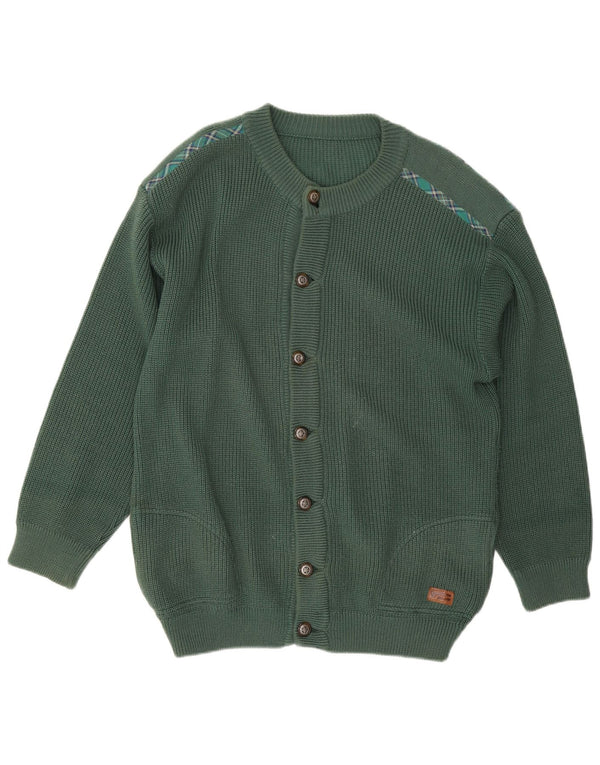 Vintage Herren Loose Fit Cardigan Pullover IT 50 Mittelgrüne Schurwolle