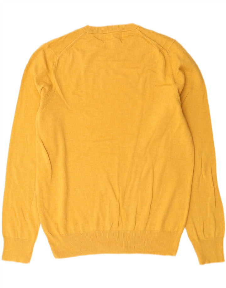 Marks & Spencer Herren-Pullover mit Rundhalsausschnitt, mittelgelbe Baumwolle