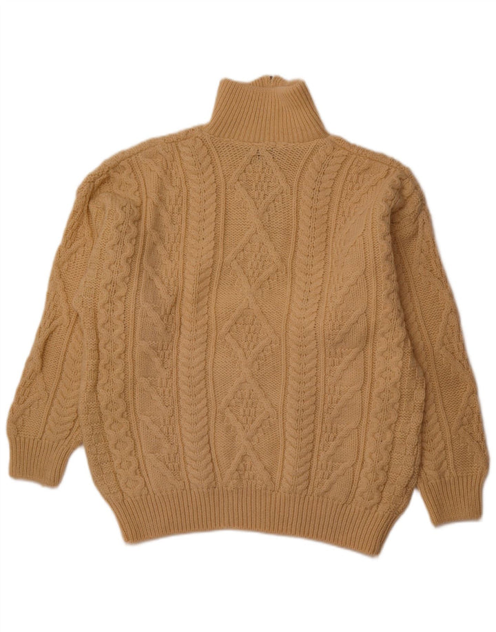 ARAN CRAFTS Herren-Pullover mit Reißverschluss am Hals, mittelbeige Wolle