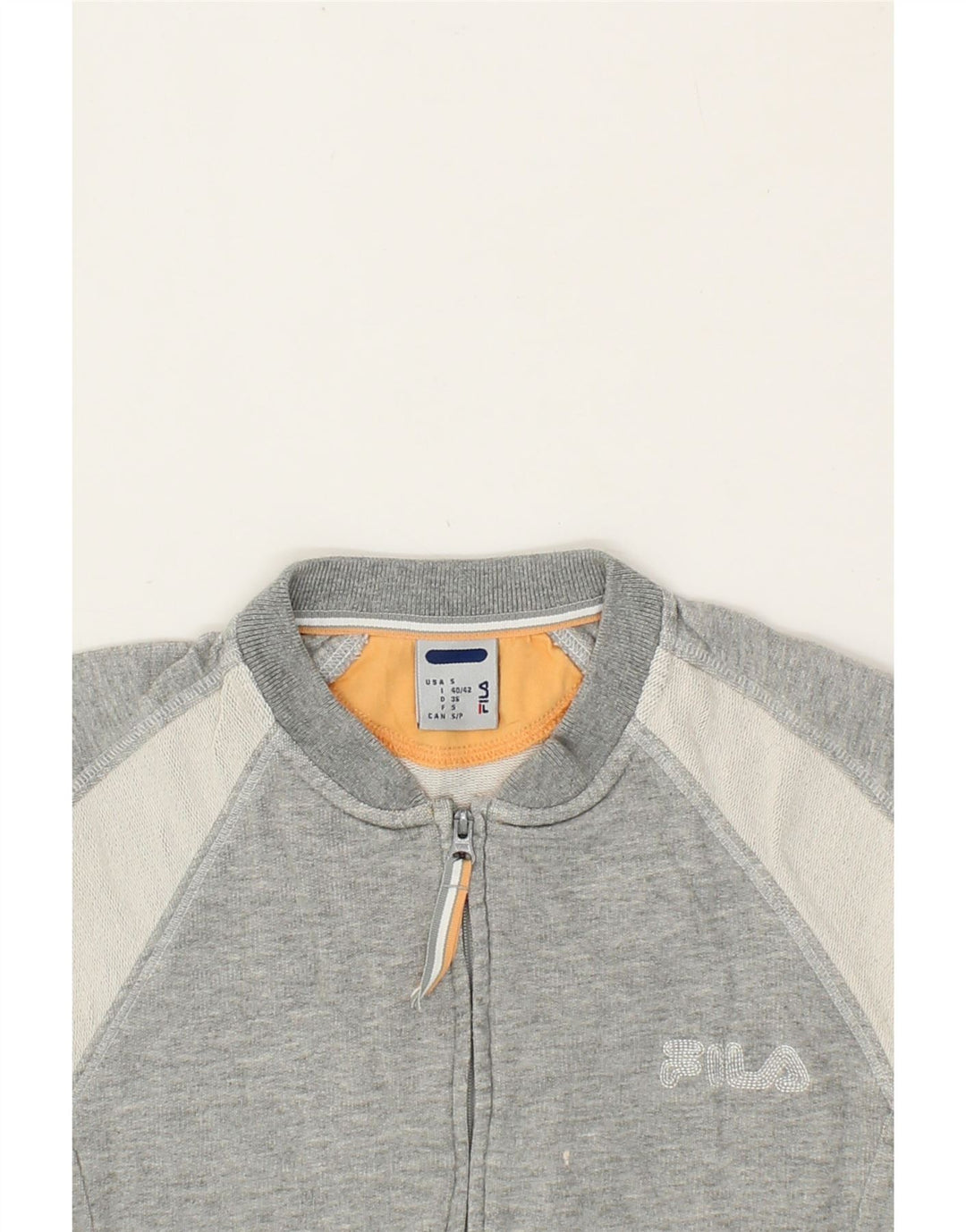 FILA Womens Tracksuit Top Jacket IT 40/42 Small Grey Colourblock Cotton Vintage Fila and Second-Hand Fila from Messina Hembry 