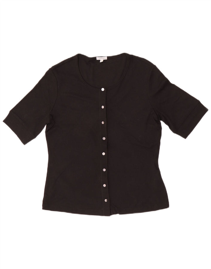 Jigsaw Damen-Cardigan-Oberteil mit kurzen Ärmeln, Gr. 12, Mittelschwarz, Modal
