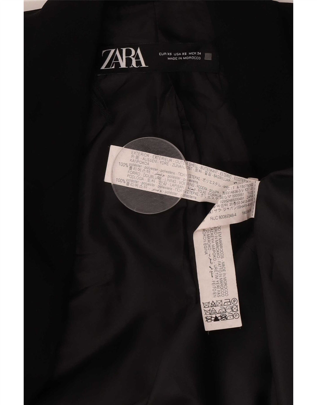 Zara Damen-Blazer, übergroß, 3/4-Ärmel, offen, Gr. 6, XS, Schwarz, Polyester