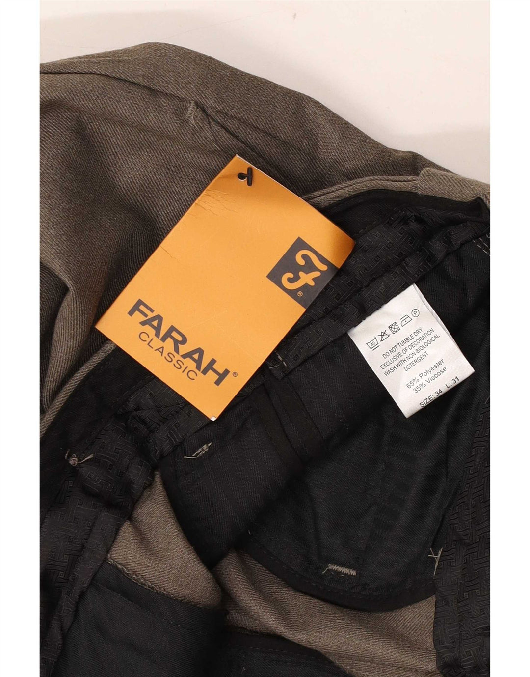 Farah Herren-Anzughose mit klassischer Passform, gerade Passform, W34, L31, braun, Polyester