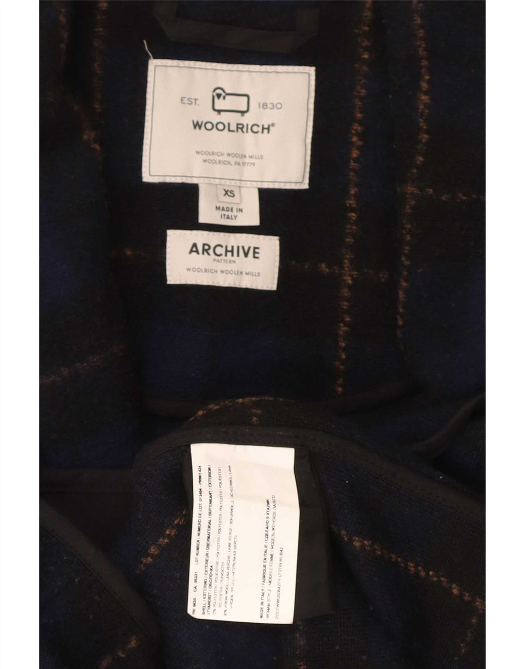 Woolrich Damen Übergroßer Mantel UK 6 XS Marineblau kariertes Polyester