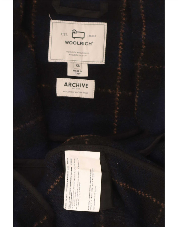 Woolrich Damen Übergroßer Mantel UK 6 XS Marineblau kariertes Polyester