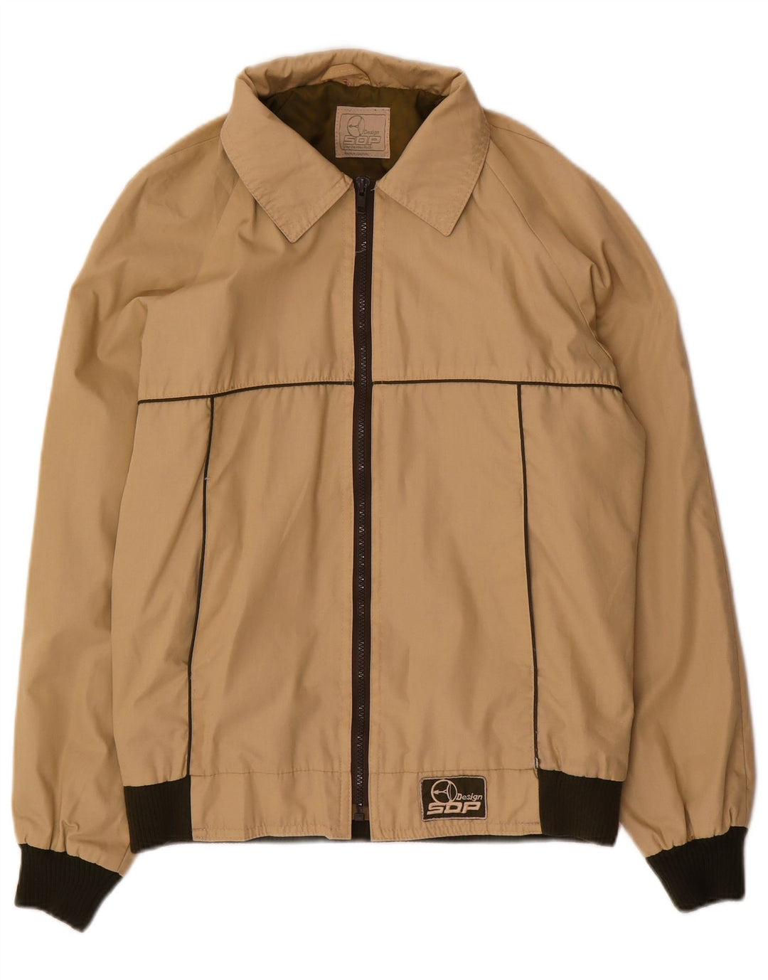 Trevira Herren Bomberjacke UK 46 Small Beige Colourblock Baumwolle