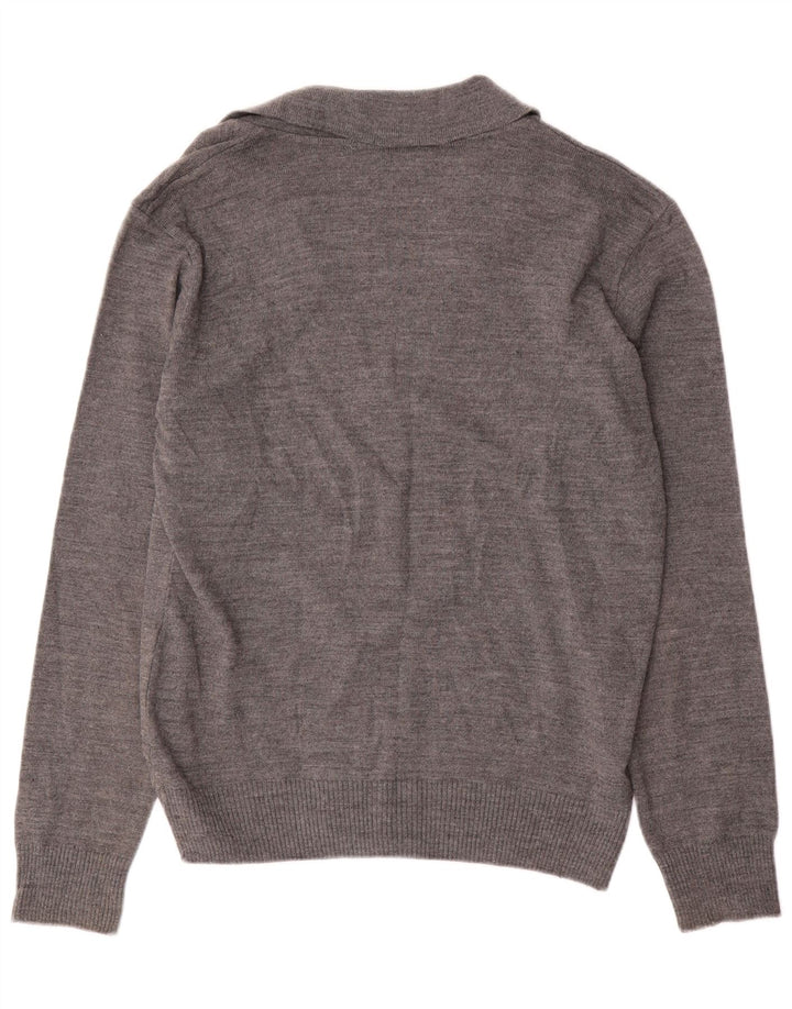 El Charro Herren-Cardigan-Pullover XL aus grauer Wolle