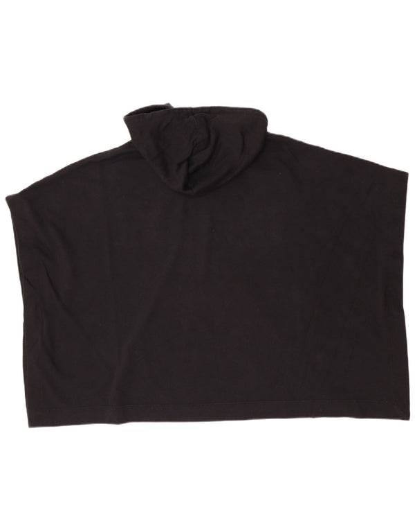 Dkny Damen Kapuzen-Poncho-Grafik-Weste-Oberteil UK 6 XS Schwarz Baumwolle