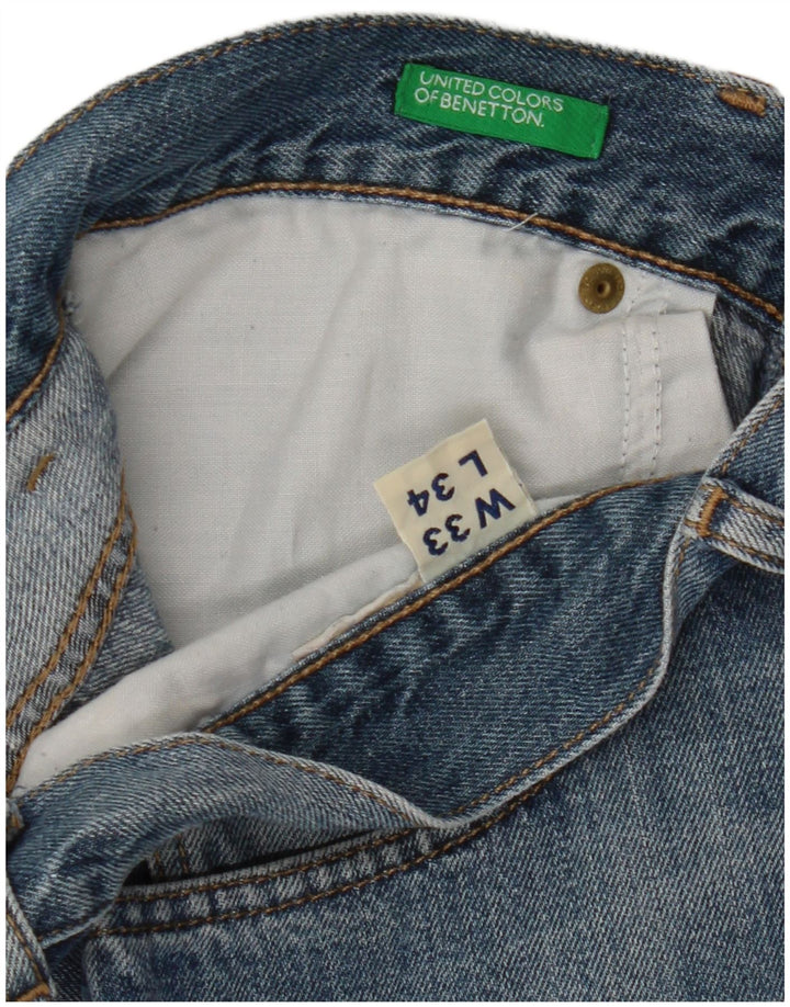 Benetton Herren Jeansshorts W33 Mittelblau
