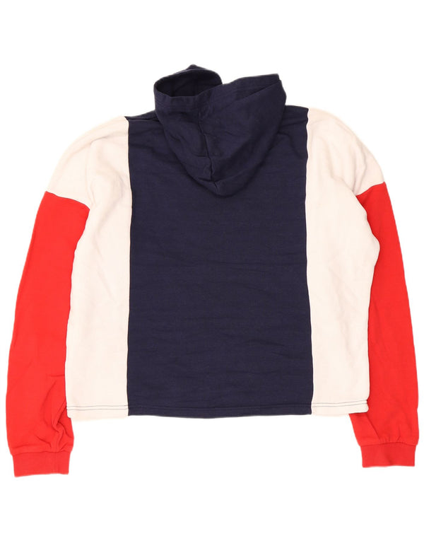 Fila Womens Graphic Hoodie Pullover UK 16 Large Marineblau Farbblock