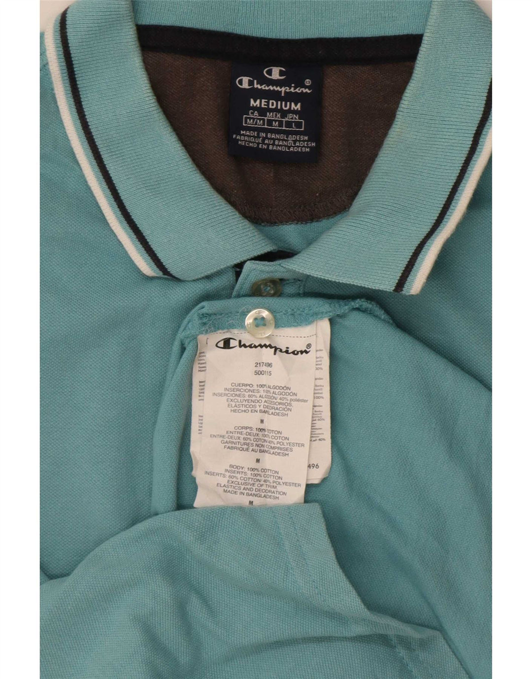 Champion Herren-Poloshirt aus mittelblauer, gestreifter Baumwolle