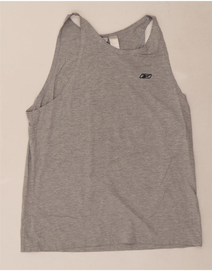 Reebok Herren-Trägershirt aus mittelgrau gefleckter Baumwolle