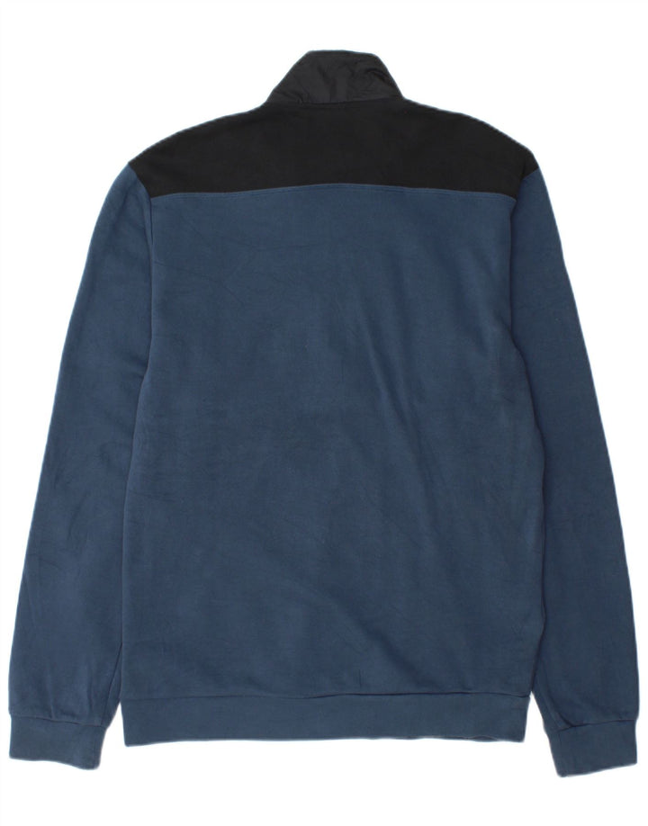 Adidas Herren-Sweatshirt mit Reißverschluss am Hals, klein, blau, Colourblock-Baumwolle