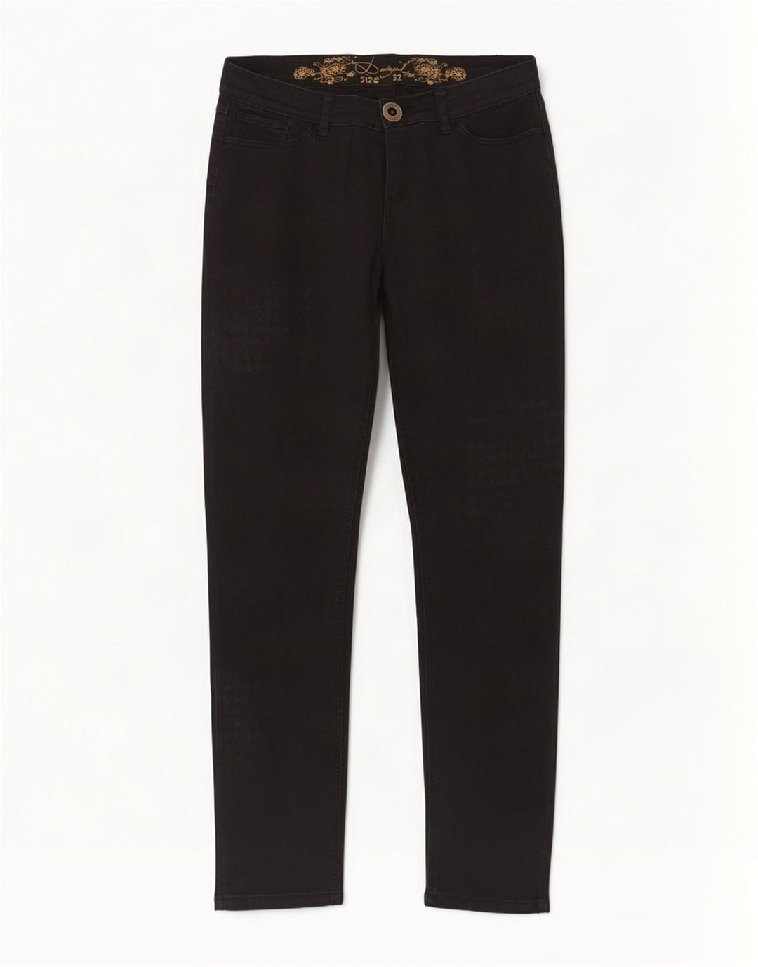 Desigual Damen Skinny Jeans W32 L32 Schwarzer Hahnentritt