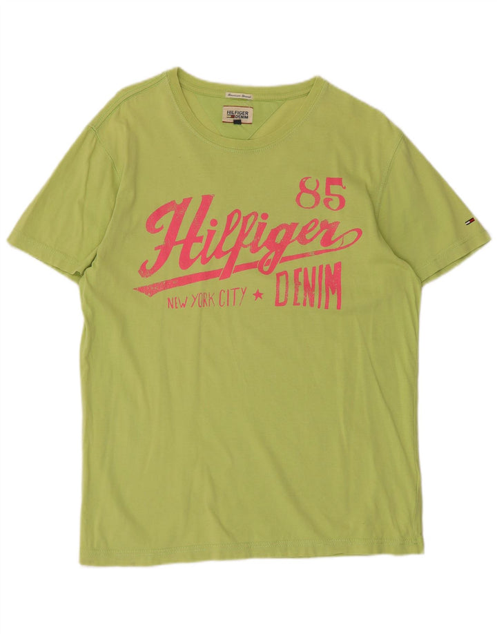 TOMMY HILFIGER Herren Grafik-T-Shirt-Oberteil aus mittelgrüner Baumwolle