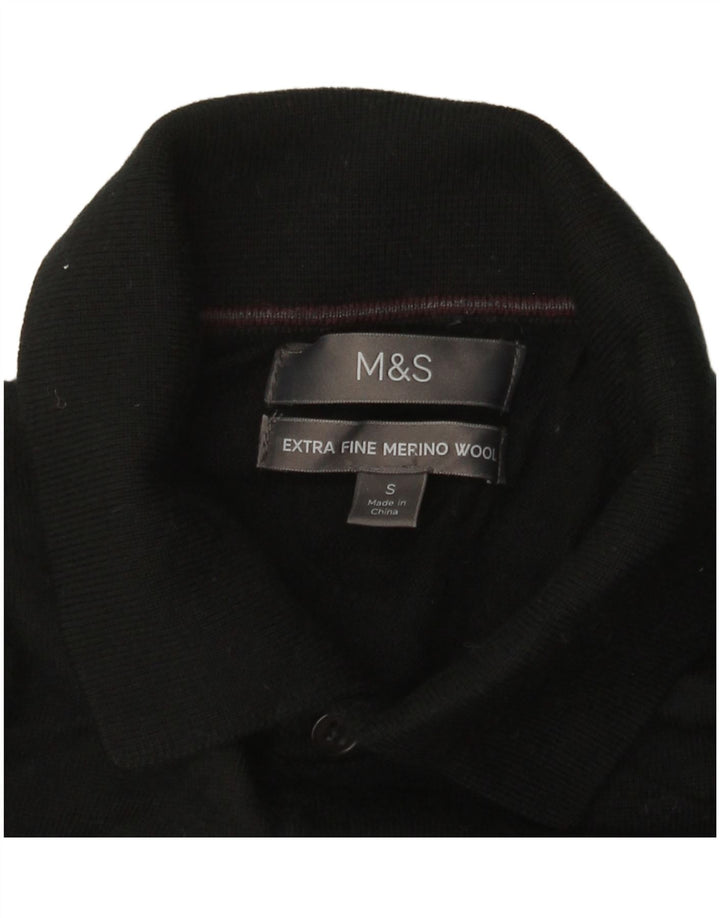 Marks & Spencer Herren-Pullover mit Rollkragen, Größe S, schwarze Merinowolle