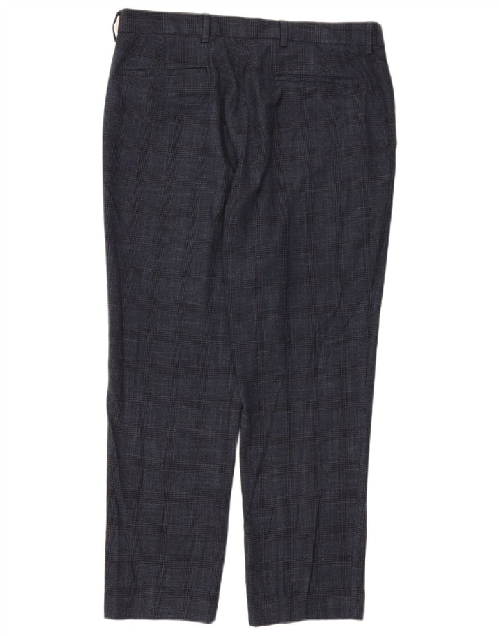 Marks & Spencer Herren-Chinohose W34 L29 Marineblauer Hahnentrittmuster