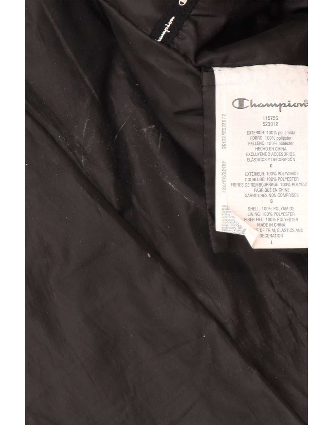 Champion Herren Wattierte Jacke UK 40 Large Schwarz Polyamid