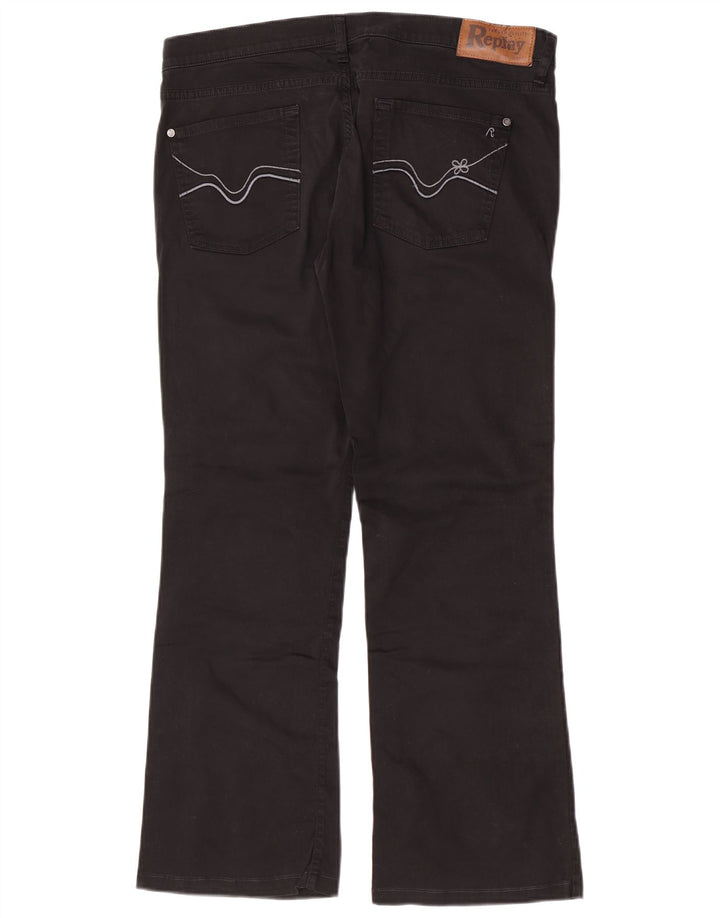 Replay Damen Bootcut Freizeithose W33 L29 Schwarz Baumwolle