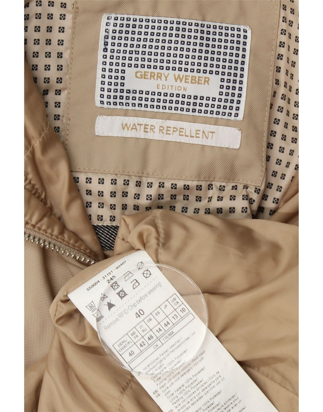 Gerry Weber Womens Hooded Raincoat UK 14 Large Beige Polyester