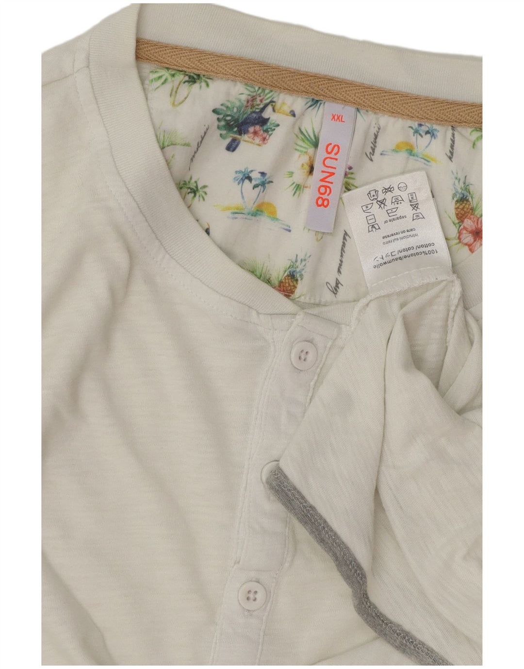 Sun68 Herren T-Shirt Top 2XL Weiße Baumwolle