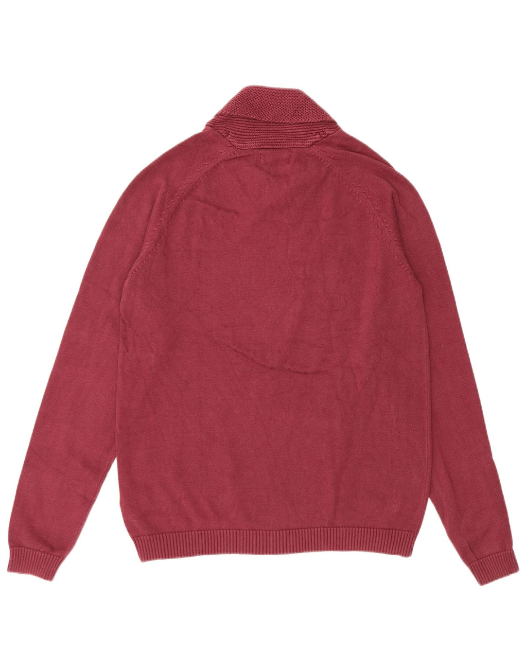JACK & JONES Herren-Pullover mit Schalkragen, mittelgroße burgunderrote Baumwolle