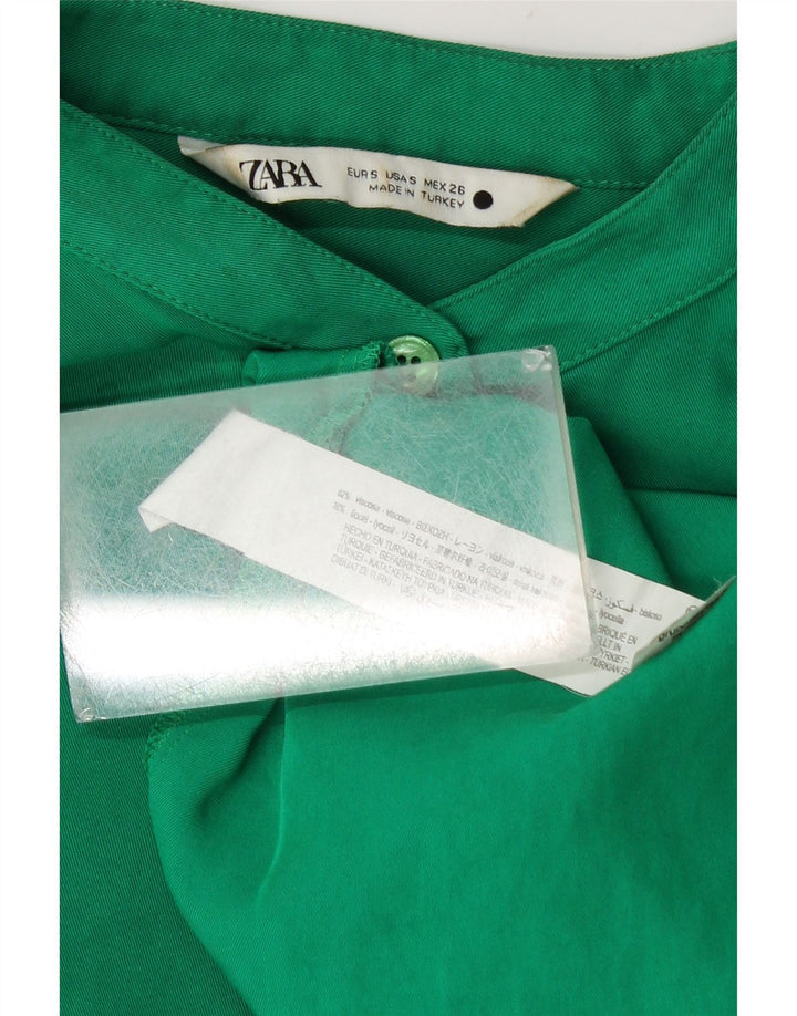 Zara Damen-Oversize-Hemdbluse, Gr. 10, kleine grüne Viskose