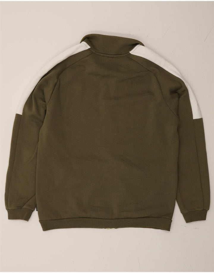 Puma Herren-Trainingsanzug-Top-Jacke, mittelgroße Khaki-Farbblock-Baumwolle