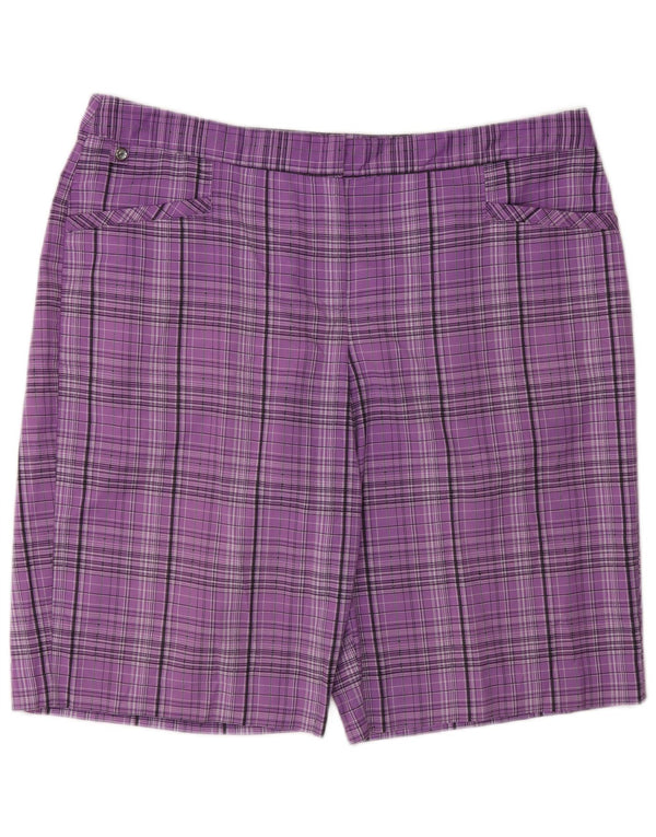 Izod Damen Bermudashorts US 16 2XL W34 Lila kariertes Polyester