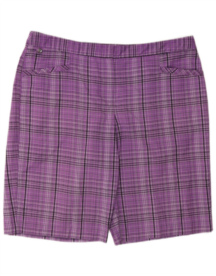 Izod Damen Bermudashorts US 16 2XL W34 Lila kariertes Polyester
